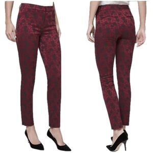 WHBM  Rose Jacquard Cardinal w/ Black Slim Ankle Pants Size 0 🖤🌹🖤